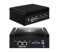 MNBOXCONET Mini PC sin Ventilador Industrial Celeron N2840, 2 Puertos Serie RS232, microcomputadora con 2 LAN Gigabit de 1000M, 8GB RAM 128GB SSD, VGA+HD, WiFi/BT, Ranura para SIM