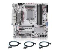 MNBOXCONET W680 LGA1700 M-ATX NAS Motherboard 12 Bahias, 4xU-DIMM ECC DDR5 RJ45 10GBE LAN, Placa Base Dual PCIEx16 Slot, Placa Base 3xM.2 NVME Slot, Five Display, DDR5 16GB RAM 256GB SSD with Cable