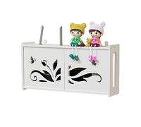 MNBVH Caja Router WiFi Pared, Caja Oculta Cables, Blanca Cajas Almacenamiento para Router y Cables, Estante para Router Pared Sin Taladro, Caja Organizador Cables Pared Decorativa, (Color:B)