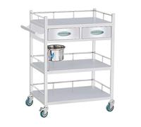 MNBVH Carro Médico De 2 Capas, Carro Rodante De Acero Inoxidable para Laboratorio Médico Estético, Clínica, Hospital, Carga Máxima 150kg(Size:60×40×86cm,Color:Cajón Doble)