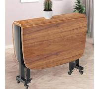 MNBVH Mesa De Comedor Plegable De Cocina De Madera, Mesa Rectangular Extensible De Hoja Abatible para Espacios Pequeños con Ruedas Móviles, Mesa De Comedor De Hoja Abatible(Color:A)