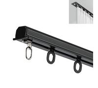 MNBVH Sistema de vía de Cortina de Aluminio Duradero de 4.8 m con Ganchos y Rodillos Ideales para Acabado Blanco y de Oficina Instalación fácil de planeo Suave Diseño Moderno