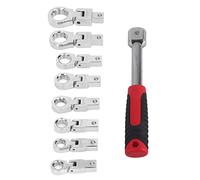 MNDPOAATY 9Pcs Interchangeable Ratchet Wrench Set, Box Wrench Set with 8 Metric Heads, Chrome Vanadium Steel Ratcheting Combination Wrench for Automotive and Industrial Use with Quick - Swit