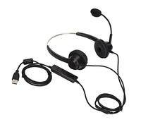 MNDPOAATY H360D - USB - 1 Auricular empresarial binaural con USB, Auricular con Cable de Doble Lado, con botón de Silencio para el micrófono y Control de Volumen, Auricular de comunicación c