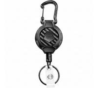 MNGARISTA llaveros retráctiles mejorados, retracción de 283,5 g, cordón de acero inoxidable de 80 cm, mosquetón resistente, carrete de identificación de fibra de carbono 3K