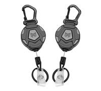 MNGARISTA Paquete de 2 llaveros retráctiles, mosquetón resistente, carrete táctico de identificación con cable retráctil de acero de 80 cm, 226 g