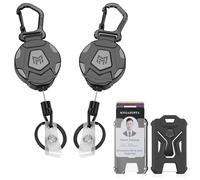 MNGARISTA Paquete de 2 llaveros retráctiles y Paquete 2 soportes para tarjetas de identificación