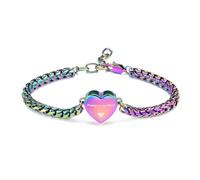 Mnicremation - Pulsera de urna para cenizas, medallón de corazón, pulsera de cremación, colgante ajustable para cenizas, cadena de eslabones para mujer, Always in my heart, Acero inoxidable, No es una