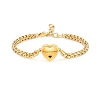 Mnicremation - Pulsera de urna para cenizas, medallón de corazón, pulsera de cremación, colgante ajustable para cenizas, cadena de eslabones para mujer, Always in my heart, Acero inoxidable, No es una