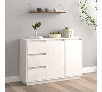 MNISDFL Aparador blanco para interior de oficina, 111 x 34 x 75 cm, madera maciza de pino