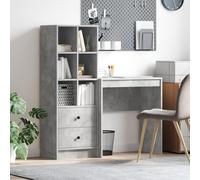 MNISDFL Escritorio con espacio de almacenamiento de hormigón gris aglomerado armario de jardín cómoda para interior oficina