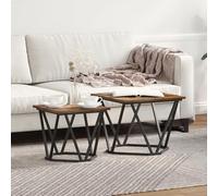 MNISDFL Juego de 2 mesas auxiliares, roble ahumado, madera de salón, mesa de comedor, salón