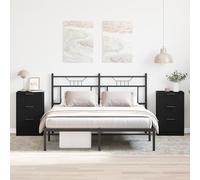 MNISDFL Juego de 2 mesitas de noche de roble negro con cajones para salón dormitorio 40 x 65 x 65 cm de material de madera