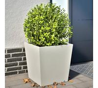 MNISDFL Macetero 2 unidades, color blanco, para jardín, interior, 50 x 50 x 50 cm, acero