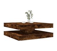 MNISDFL Mesa de centro, mesa de salón, mesas de centro para interior, salón, rotación 360 grados, roble ahumado, 90 x 90 x 34,5 cm