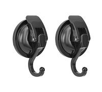 Mnixy Ganchos resistentes con ventosa al vacío, potentes ganchos de ventosa, colgador de corona para baño y ducha, fácil de instalar y quitar (negro, 2 unidades)