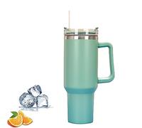 Mnixy Taza de viaje con asa, taza Stanley con popote y asa, taza de café de acero inoxidable con tapa, taza de café, botella de agua aislada al vacío a prueba de fugas para bebidas heladas calientes