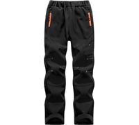 Mnking Pantalones Trekking Niño Niñas Impermeables Invierno Calentar Pantalon Montaña Senderismo Esqui Nieve Softshell al Aire Libre KZ6058-Black-134-140