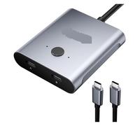 MNMIOIO Conmutador KVM USB C bidireccional 1x2 2x1 Divisor Tipo C 8K @ 60Hz 4K @ 120Hz conmutador de vídeo PD 100W 10Gbps transmisión de Datos(Grey)