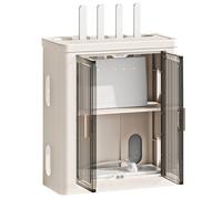 MNOIINM Caja Router Pared de 2 Capas Blanco, Estante de Almacenamiento de Enrutador WiFi para Decoración de Pared, Caja Ocultar Router WiFi Organizador de Cable para Casa y Oficina