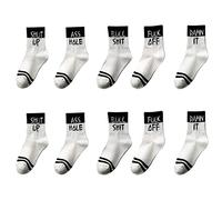 MnPalettey Calcetines unisex con estampado de letras, calcetines de lenguaje grosero Calcetines atléticos Moda casual Hip Hop Deportes Calcetines de tubo de algodón Regalo (10 pares)