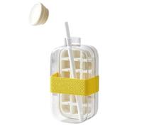 Mnrkaoic Eiswürfelflasche mit Strohhalm, 2 in 1 Wasserflasche und Eiswürfelform mit Deckel, Push Typ Eisherstellungsflasche für Kaffee Saft und Getränke (Weiß (Groß))