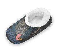 Mnsruu Águila Pájaro Cráneo Halloween Zapatillas Casa Cálido Felpa Suave Pantuflas Mujer Hombre Invierno Cálidas Zapatos Antideslizante Algodón Slippers