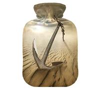 Mnsruu Anchor in The Desert Botella de agua caliente con cubierta de terciopelo, bolsa de agua caliente transparente de 2 l para calentador de manos, alivio del dolor, calambres de terapia de frío caliente