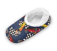 Mnsruu Arte Fresco Del Coche De Carreras Zapatillas Casa Cálido Felpa Suave Pantuflas Mujer Hombre Invierno Cálidas Zapatos Antideslizante Algodón Slippers