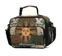 Mnsruu Astrology Bird Sun - Lonchera grande aislada para niños y niñas, bolsa térmica reutilizable, bolsa de almuerzo escolar con correa para el hombro