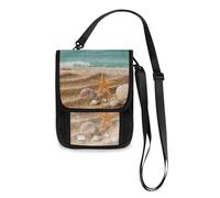 Mnsruu Beach and Natural Shells - Cartera de viaje para pasaporte, tarjetas de crédito, bolsa unisex cruzada, cartera de viaje con correa ajustable, #01, Talla única, moda