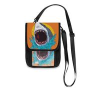 Mnsruu Billetera de viaje con diseño de animales de ataque de boca de tiburón, para pasaporte, tarjetas de crédito, gadgets, bolsa cruzada, unisex, con correa ajustable, #01, Talla única, moda