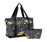 Mnsruu Bolsa de viaje grande para fin de semana, bolsa de viaje con compartimento para zapatos y bolsillo húmedo, misteriosa mariposa serpiente bolsa de viaje con bolsa de aseo, #01, Talla única, moda