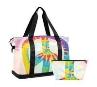 Mnsruu Bolsa de viaje grande para fin de semana, bolsa de viaje con compartimento para zapatos y bolsillo húmedo, bolsa de lona para gimnasio Make Love Not Wa con bolsa de aseo, #04, Talla única, moda