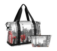 Mnsruu Bolsa de viaje grande para fin de semana, bolsa de viaje con compartimento para zapatos y bolsillo húmedo, Street View of London, bolsa de viaje con bolsa de aseo, #04, Talla única, moda