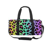 Mnsruu Bolsa deportiva de gimnasio con correa para el hombro para mujeres y hombres, bolsa de lona con estampado de leopardo arcoíris, bolsa de entrenamiento de viaje con compartimento para zapatos