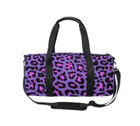 Mnsruu Bolsa deportiva de gimnasio con correa para el hombro para mujeres y hombres, bolsa de lona con estampado de leopardo morado, bolsa de entrenamiento con compartimento para zapatos, para pasar