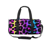 Mnsruu Bolsa deportiva de gimnasio con correa para el hombro para mujeres y hombres, bolsa de lona con estampado de leopardo de animales arcoíris, bolsa de entrenamiento de viaje con compartimento