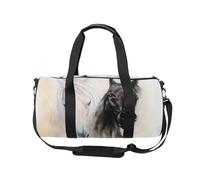 Mnsruu Bolsa deportiva de gimnasio con correa para el hombro para mujeres y hombres, bolsa de lona con diseño de cabeza de caballo en blanco y negro, bolsa de entrenamiento de viaje con compartimento