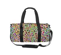 Mnsruu Bolsa deportiva de gimnasio con correa para el hombro para mujeres y hombres, bolsa de lona colorida con estampado de leopardo arcoíris, bolsa de entrenamiento de viaje con compartimento para
