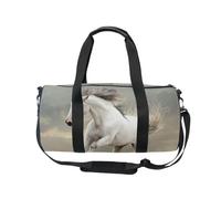 Mnsruu Bolsa deportiva de gimnasio con correa para el hombro para mujeres y hombres, bolsa de lona de caballo blanco, bolsa de entrenamiento de viaje con compartimento para zapatos para pasar la