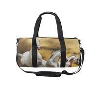 Mnsruu Bolsa deportiva de gimnasio con correa para el hombro para mujeres y hombres, bolsa de lona de tres caballos blancos, bolsa de entrenamiento de viaje con compartimento para zapatos para pasar