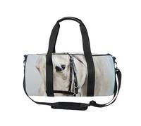 Mnsruu Bolsa deportiva de gimnasio con correa para el hombro para mujeres y hombres, bolsa de lona de caballo blanco, bolsa de entrenamiento de viaje con compartimento para zapatos para pasar la