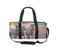 Mnsruu Bolsa deportiva de gimnasio con correa para el hombro para mujeres y hombres, caballos blancos corriendo en el agua, bolsa de viaje para entrenamiento, bolsa de entrenamiento con compartimento