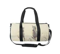 Mnsruu Bolsa deportiva de gimnasio con correa para el hombro para mujeres y hombres, caballos blancos que corren al galope en el agua, bolsa de viaje para entrenamiento, bolsa de entrenamiento con