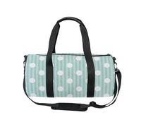 Mnsruu Bolsa deportiva de gimnasio con correa para el hombro para mujeres y hombres, color aguamarina y blanco, lunares y rayas, bolsa de viaje para entrenamiento, bolsa de entrenamiento con