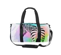 Mnsruu Bolsa deportiva de gimnasio con correa para el hombro para mujeres y hombres, con diseño de cebra arcoíris, bolsa de lona para entrenamiento de viaje con compartimento para zapatos para pasar
