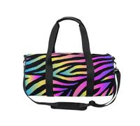 Mnsruu Bolsa deportiva de gimnasio con correa para el hombro para mujeres y hombres, con estampado de cebra arcoíris, bolsa de lona para entrenamiento de viaje, bolsa de entrenamiento con