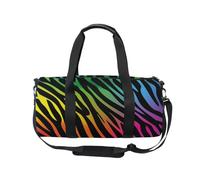 Mnsruu Bolsa deportiva de gimnasio con correa para el hombro para mujeres y hombres, con estampado de cebra arcoíris, bolsa de lona para viajes, entrenamiento, bolsa de entrenamiento con compartimento