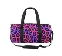 Mnsruu Bolsa deportiva de gimnasio con correa para el hombro para mujeres y hombres, diseño de leopardo morado, bolsa de viaje para entrenamiento, bolsa de entrenamiento con compartimento para